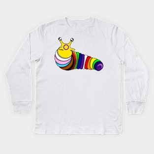 Progress Pride Fidget Slug Kids Long Sleeve T-Shirt